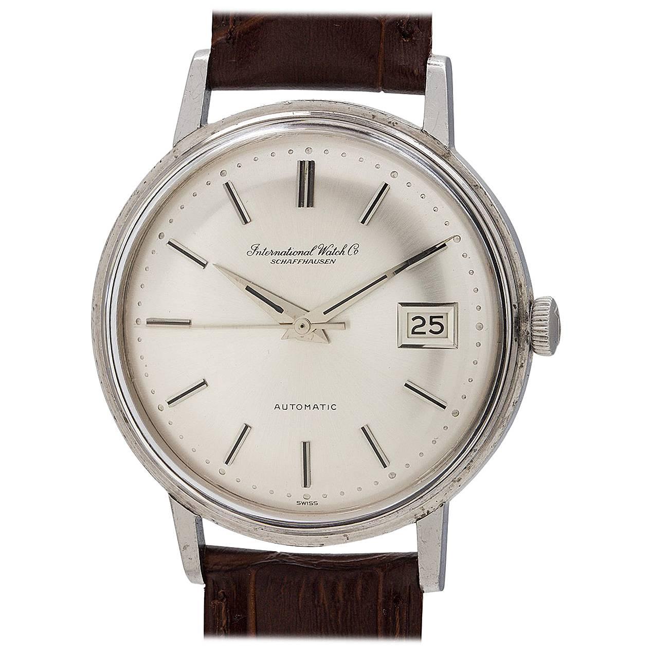 IWC Stainless Steel Date Automatic dress wristwatch, circa 1966 For Sale