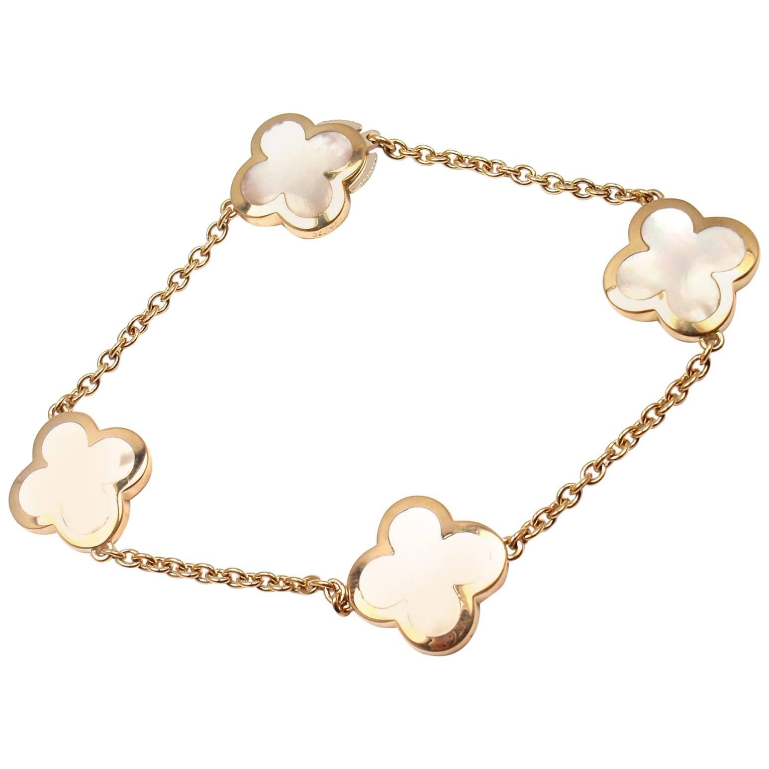 Van Cleef & Arpels Pure Alhambra Mother-of-Pearl Yellow Gold Bracelet