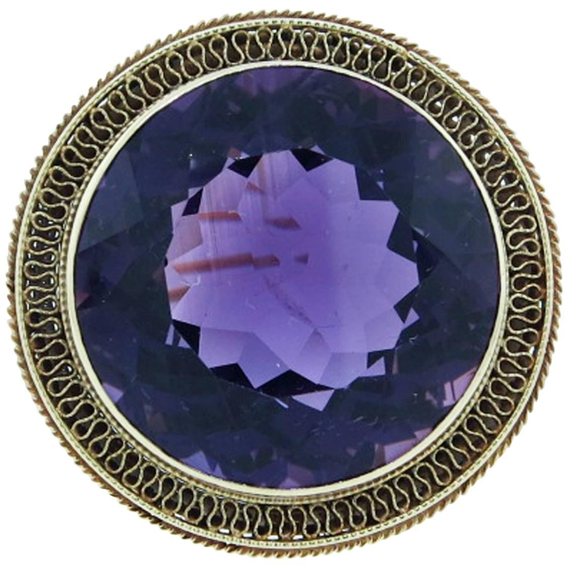 Antique Victorian Period Purple Velvet 40 Carat Amethyst Brooch