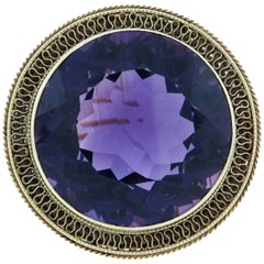 Antique Victorian Period Purple Velvet 40 Carat Amethyst Brooch 6