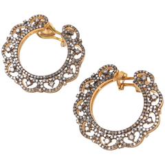 Unusual Diamond Wreath Earrings 7