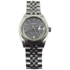 Vintage Rolex Stainless Steel Grey Linen Dial Datejust Wristwatch, 1970s