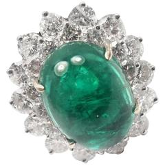Craig Drake Large Emerald Diamond White Gold Cocktail Ring 11