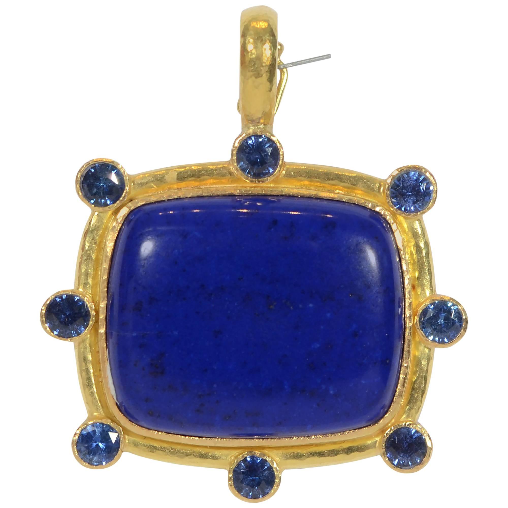 Elizabeth Locke Lapis Lazuli Sapphire Gold Pendant
