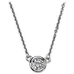 Bezel Set Diamond Solitaire in White Gold Necklace 10