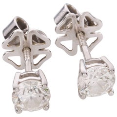 1.58 Carat Brilliant Cut Diamond 18 Karat White Gold Stud Earrings