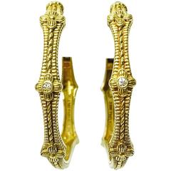 Judith Ripka Diamond Gold Hoop Earrings