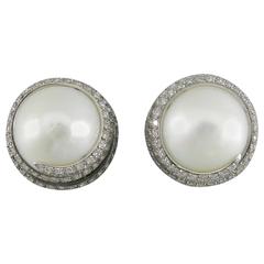 Theo Fennell Custom Designed South Sea Pearl Diamond White Gold Earrings 2