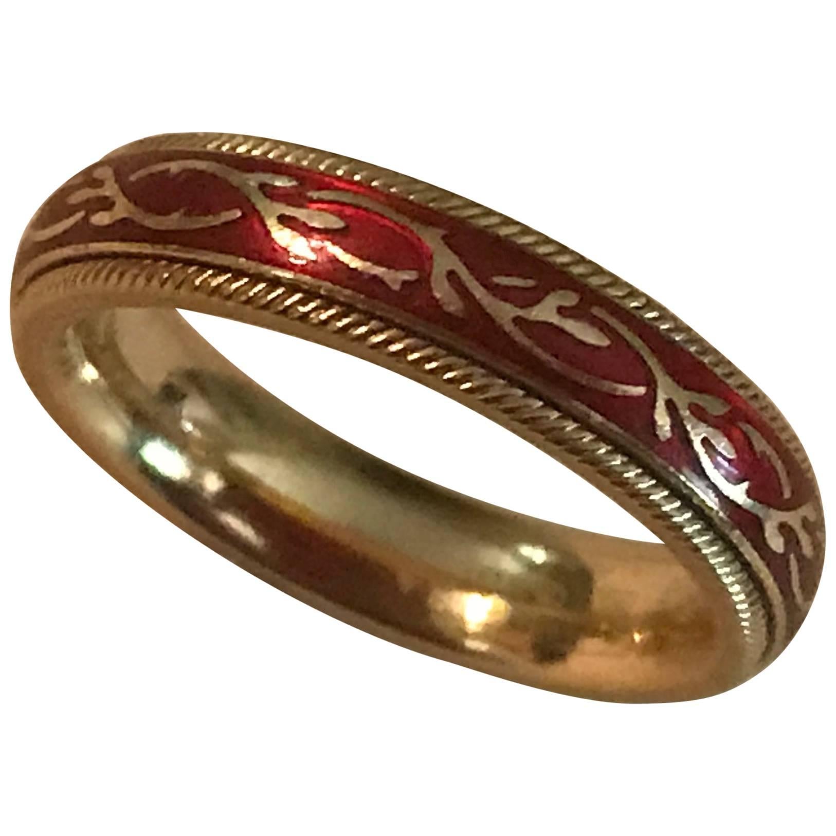 Wellendorrf Enamel gold Ring For Sale