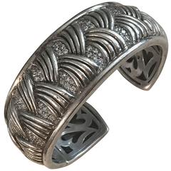 Diamond Sterling Silver Cuff Bracelet 12