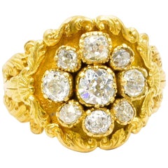 Antique Diamond and Gold Cluster Ring