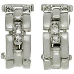 Cartier Maillon Panthere Diamond White Gold Earrings 1