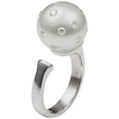 Lust Pearls South Sea White Pearl 0.28 Carat White Diamond Cocktail Ring