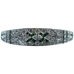 Tsavorite Garnet and 4.55 Carat White Diamond White Gold Bracelet