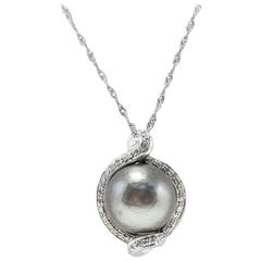  Black Pearl Diamond Gold Necklace