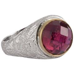 Emma Chapman Pink Tourmaline Yellow Gold Silver Ring 11