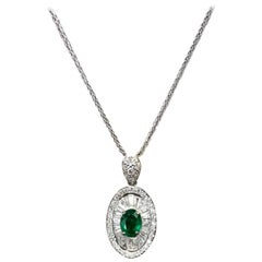 Emerald Diamond Pendant Necklace