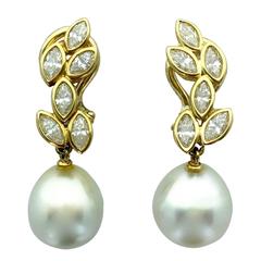 Diamond Pearl Gold Earrings