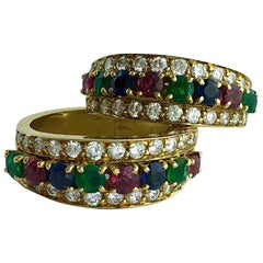 Van Cleef & Arpels Emerald Sapphire Ruby Diamond Gold Earrings