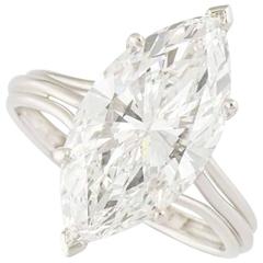 4.29 Carat GIA Certified Marquise Diamond White Gold Ring 3