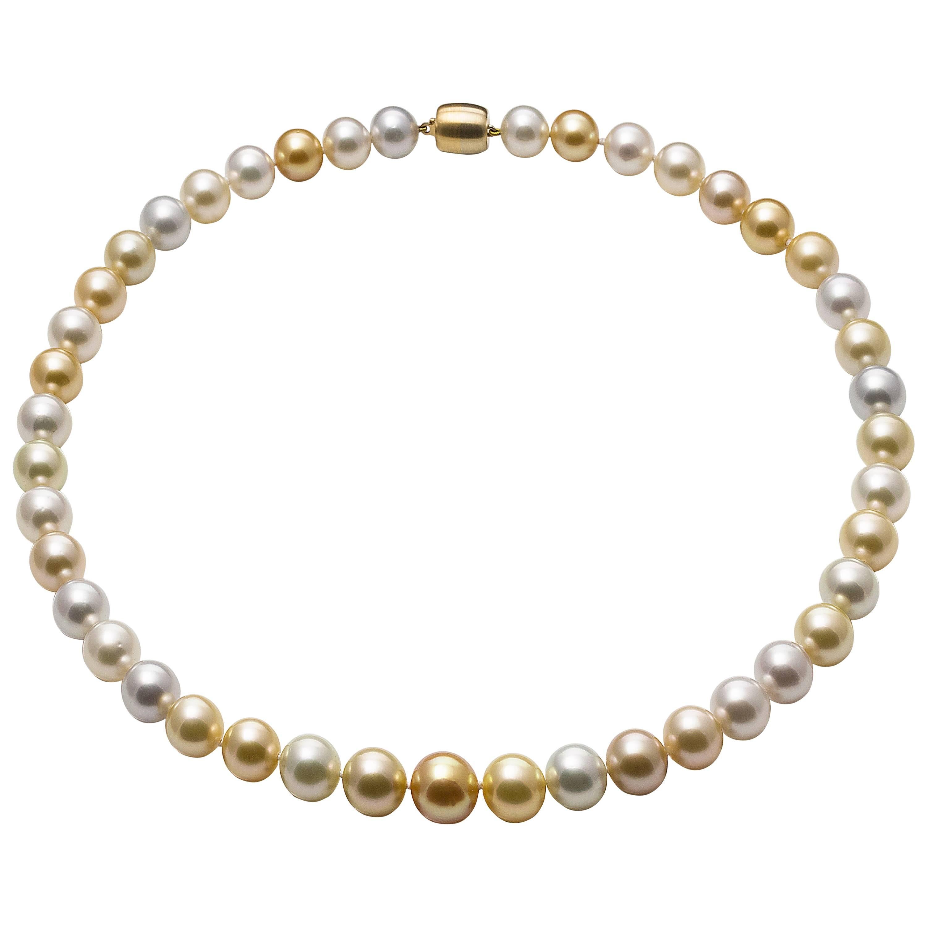 Lust Pearls South Sea Pearl Strand Yellow Gold Clasp For Sale