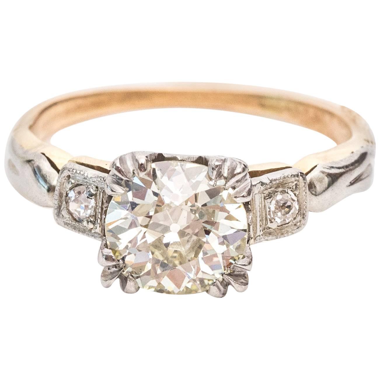 1910 GIA Certified 1.19 Carat Diamond 14 Karat Yellow Gold Engagement Ring