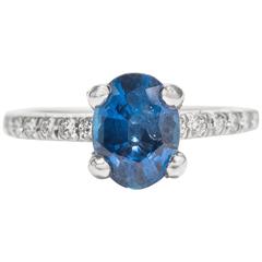 Sapphire Pave Luxurious Diamond Platinum Ring