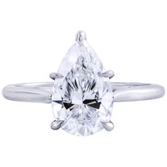 GIA Certified 2.13 Carat Pear Shape Diamond Solitaire Engagement Ring