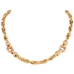 Fancy Italian Ovular Gold Link Choker Chain Necklace