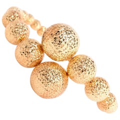 Graduated Large Bead Cuff Textured Yellow Gold Bracelet 10