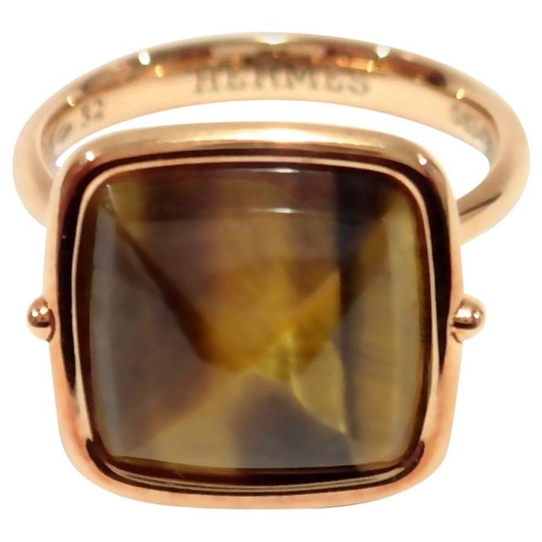 Hermes Tiger Eye Rose Gold Cocktail Ring at 1stDibs | eye of hermes