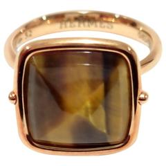 Hermes Tiger Eye Rose Gold Cocktail Ring