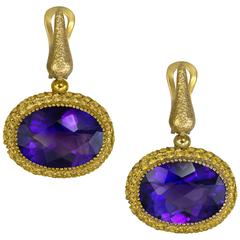 Alex Soldier Amethyst Yellow Sapphire Cocktail Drop Textured Earrings 11