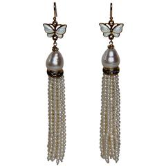 Marina J Pearl Gold Butterfly Tassel Earrings 4