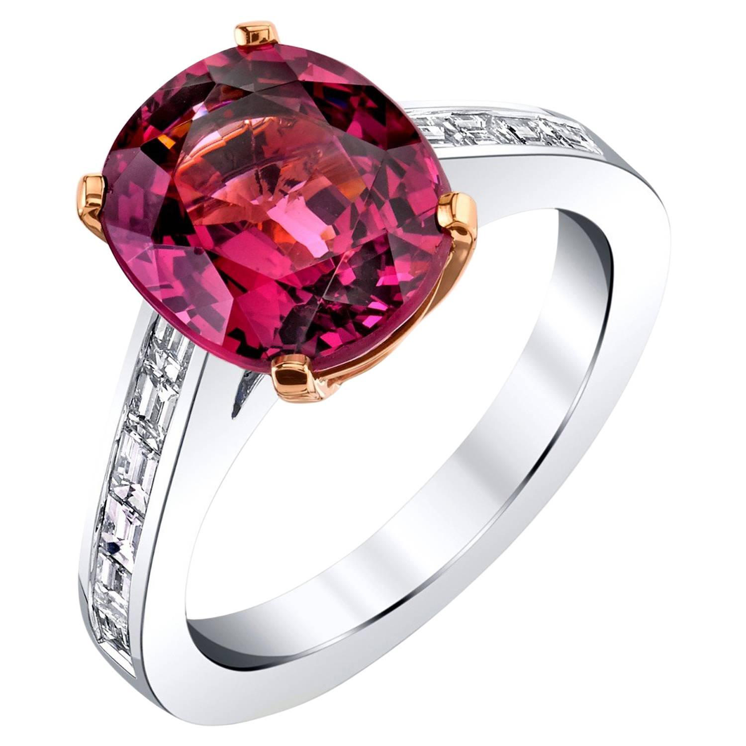 4.84 Carat Pink Spinel and Diamond White Gold Ring