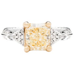 2.25 Carat Yellow Diamond white and yellow gold Engagement Ring