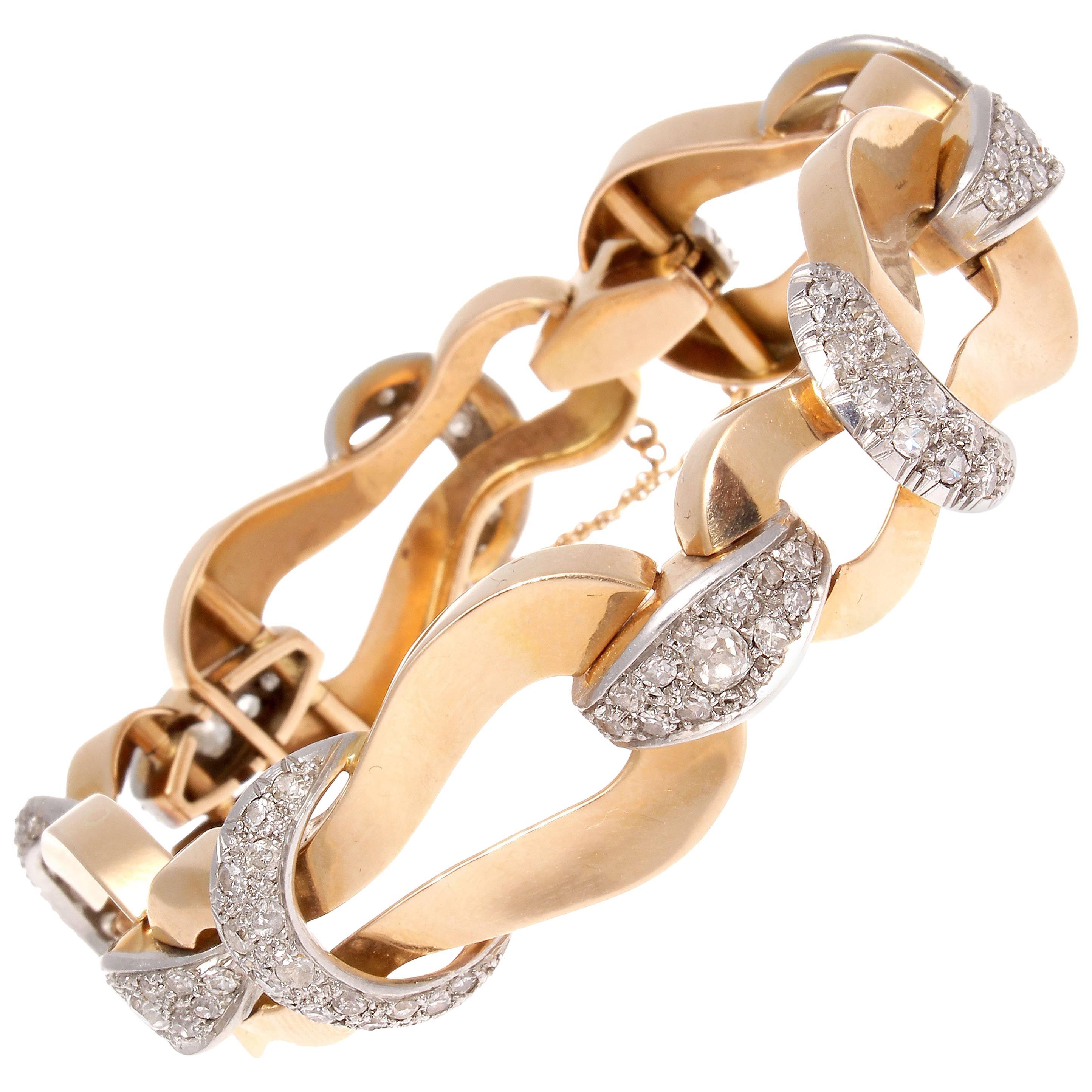 Retro Diamond Gold Bracelet