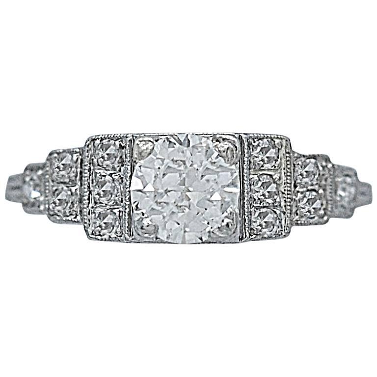 Art Deco Antique .50 Carat Diamond Platinum Engagement Ring