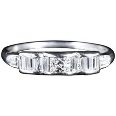 Antique Platinum Diamond Wedding Band Art Deco Ring
