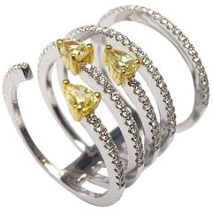 Yellow Diamond Ring with Diamond Micro Pave in White Gold 5