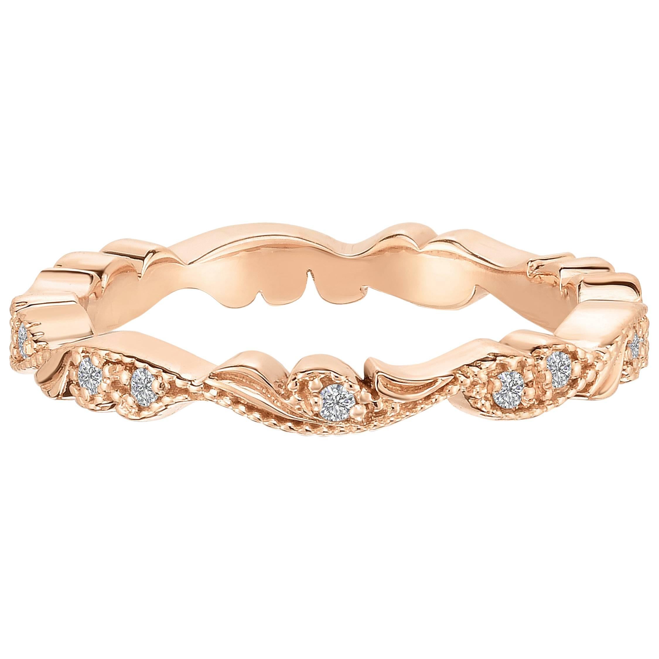 Marisa Perry's Rose Gold Diamond Chantilly Lace Band Ring For Sale