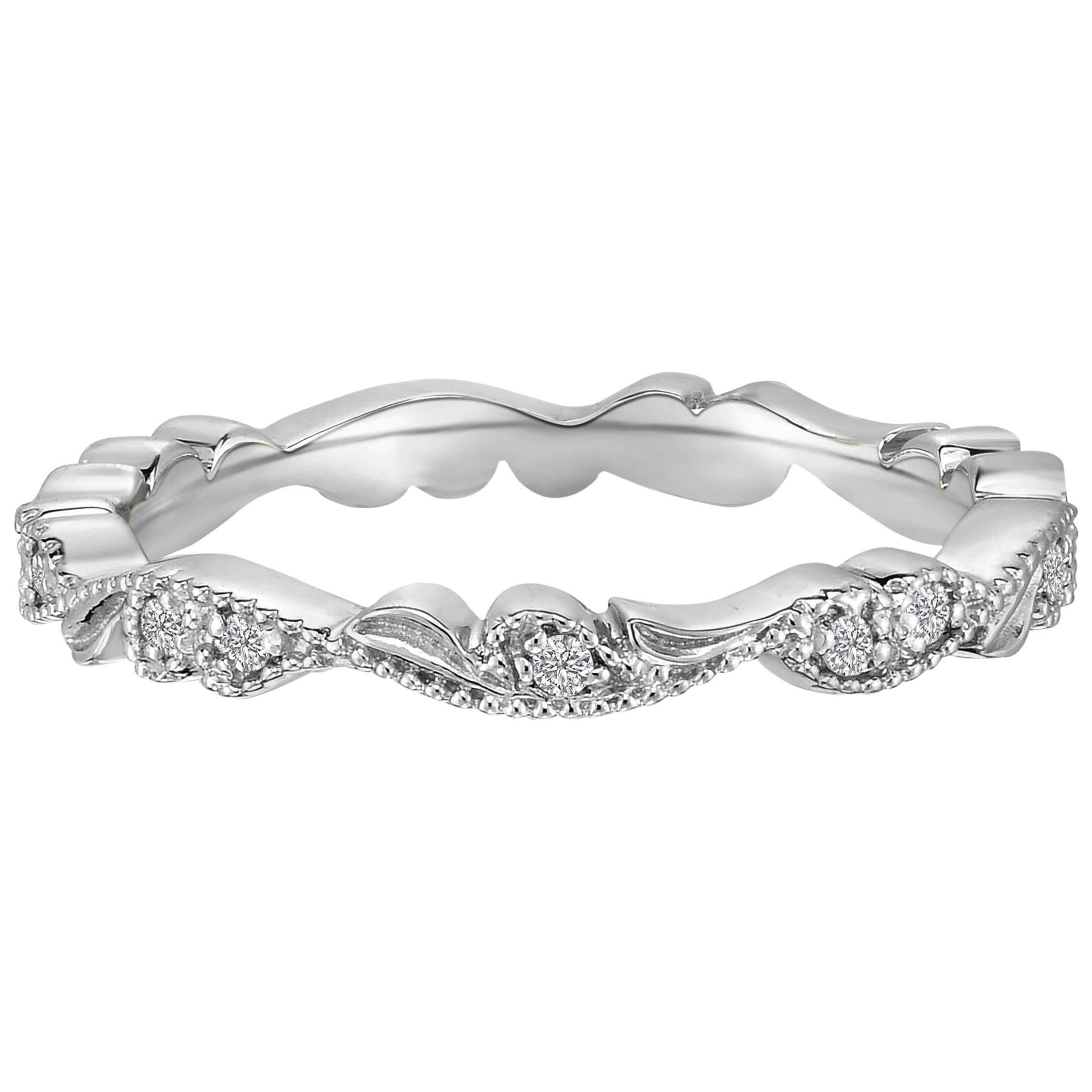 Marisa Perry Diamond Platinum Chantilly Lace Band Ring For Sale