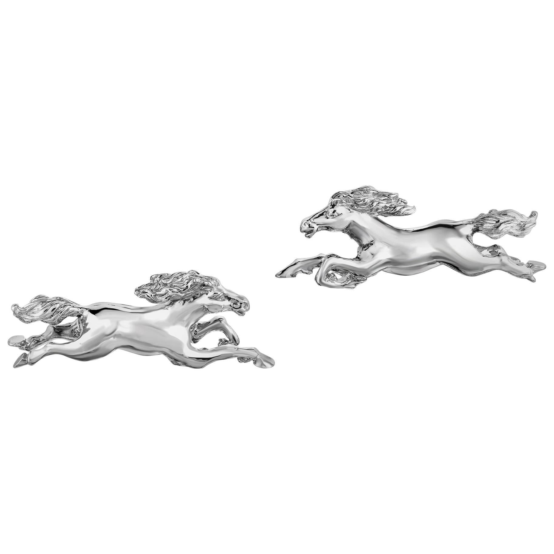 Marisa Perry's Running Horse Cufflinks in Sterling Silver For Sale