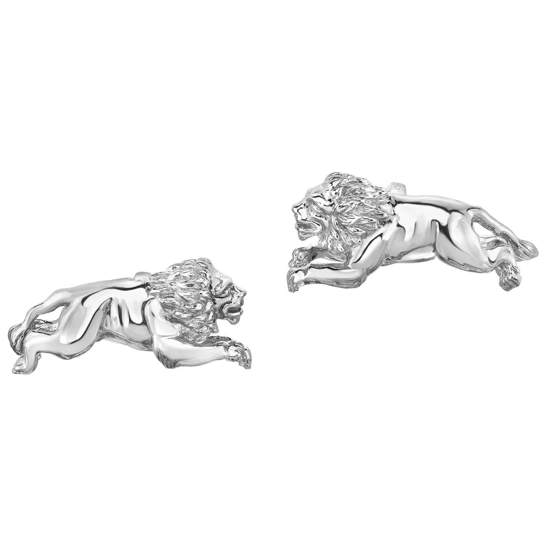 Marisa Perry's Sterling Silver Diamond Lion Cufflinks For Sale