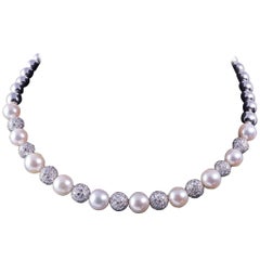 Stefan Hafner Pearl Diamond White Gold Necklace