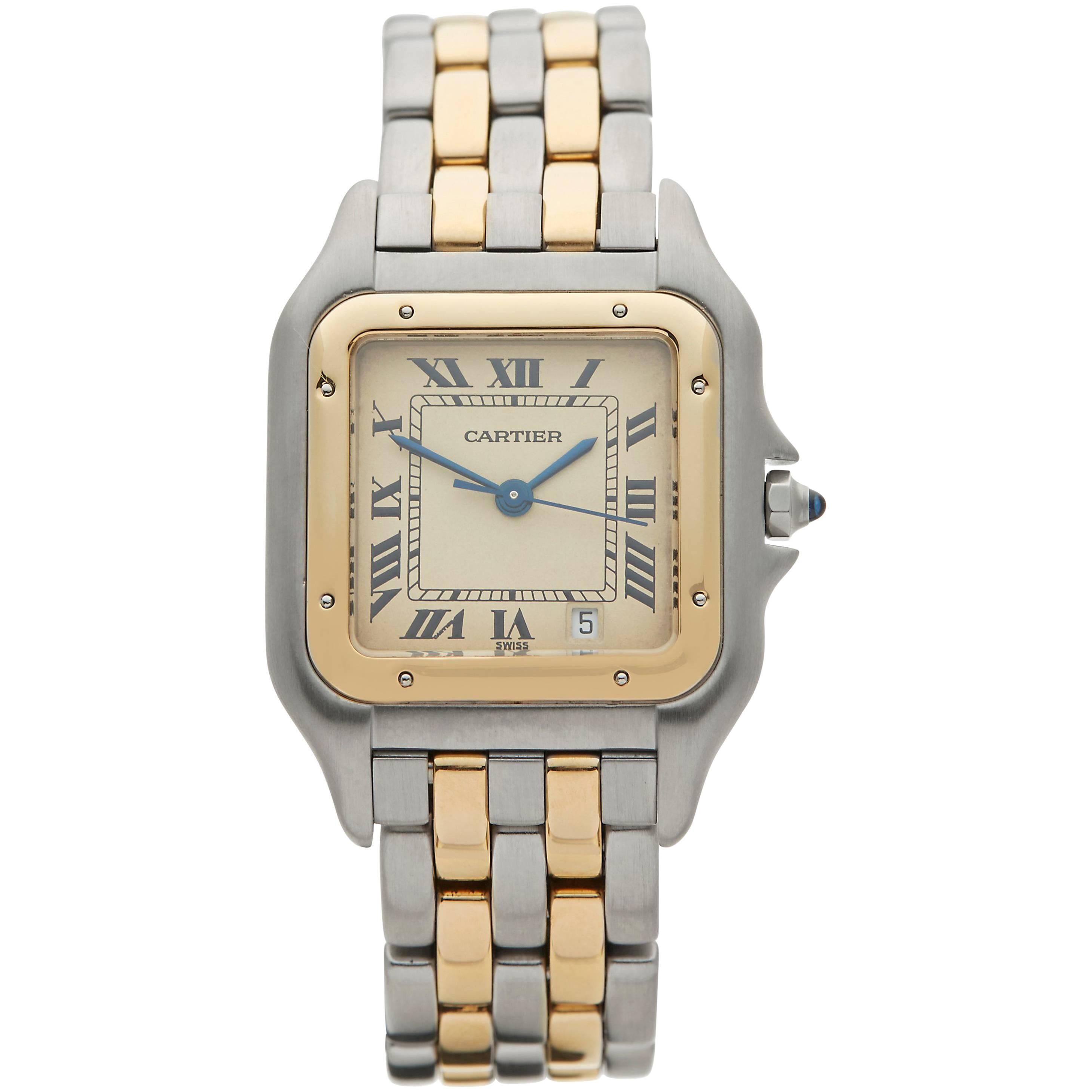 Cartier Panthere Stainless Steel and 18 Karat Yellow Gold Unisex 183949, 1990s