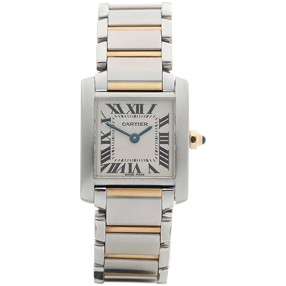 Cartier Tank Francaise Stainless Steel and 18 Karat Gold Ladies 2300, 2010s