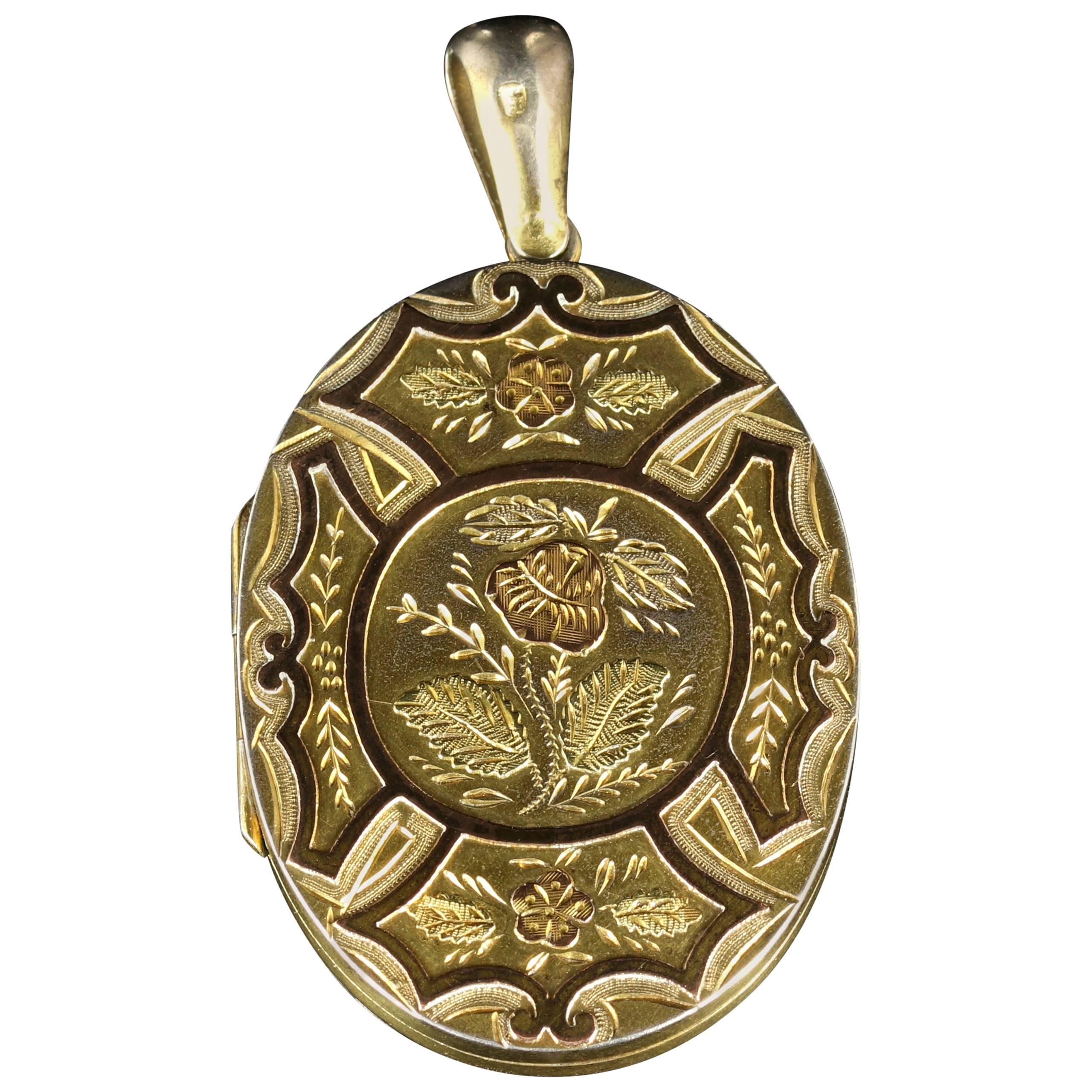 Antique Victorian Gold Silver Locket, circa 1880