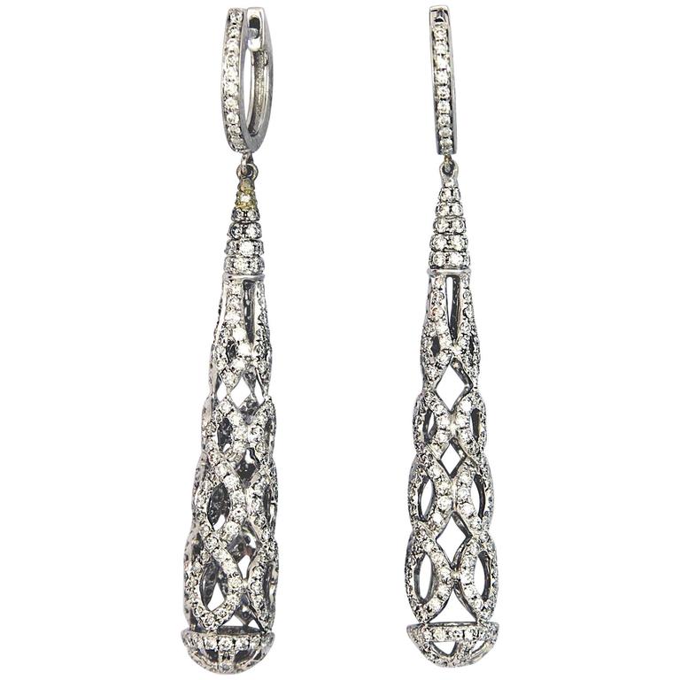 Diamond Hanging Earrings For At 1stdibs Diamond Hanging Earrings For