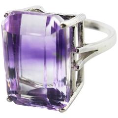 33.43 Carat Naturally Striped Quartz Amethyst Sterling Silver Cocktail Ring
